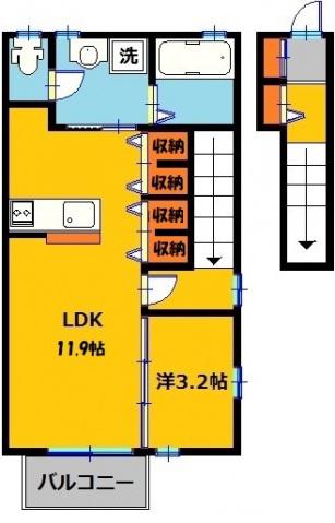 キャトルアミ東峰(1LDK/2階)の間取り写真