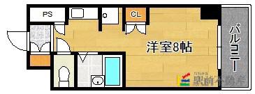 ビュークレスト薬院大通(1K/7階)の間取り写真