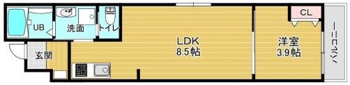 アドバンスコート四条堀川II(1LDK/3階)の間取り写真