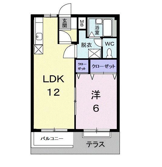 エルディム川西(1LDK/1階)の間取り写真