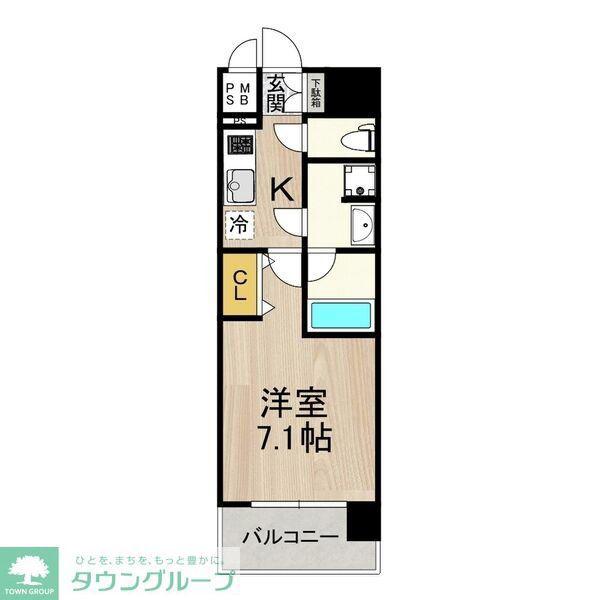 セノアタワー泉(1K/6階)の間取り写真