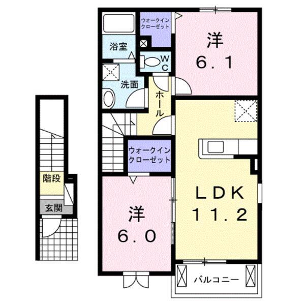 エヌシー Ⅰ(2LDK/2階)の間取り写真