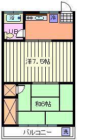 コーポ谷口(2K/2階)の間取り写真