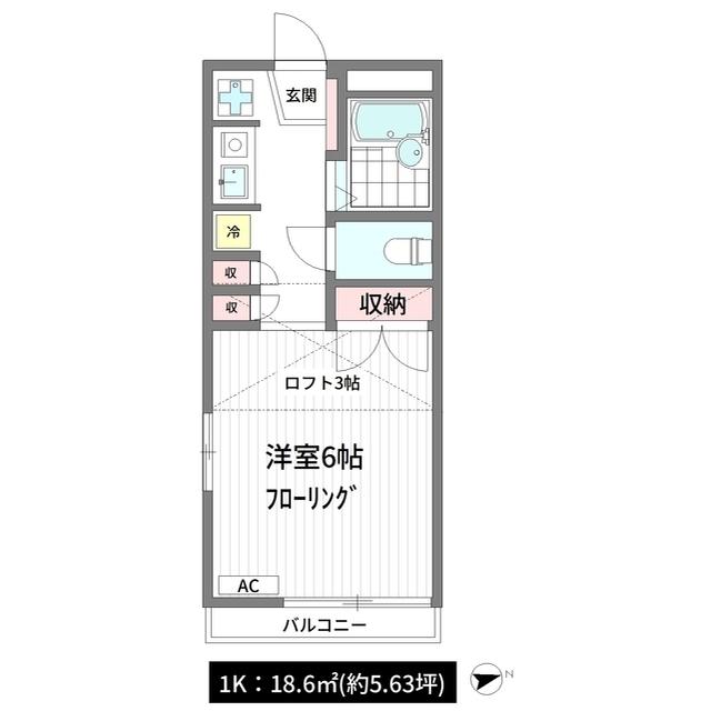 チェレステ松風(1K/2階)の間取り写真