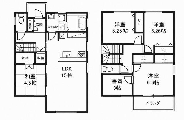 ヒューゲル夙川(4LDK/1階)の間取り写真