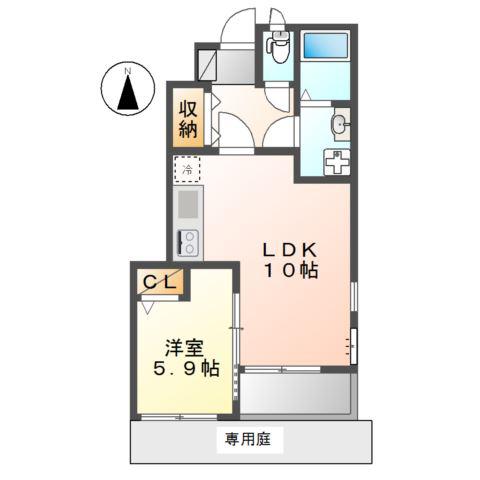 ヴェルジェ(1LDK/1階)の間取り写真