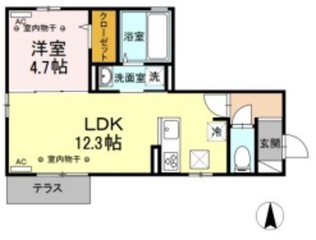 ソレイユ・RYUU(1LDK/1階)の間取り写真