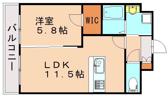 ベルガ穴生(1LDK/3階)の間取り写真