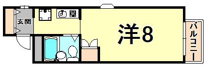 ジョイフル西宮北口Ⅰ(ワンルーム/2階)の間取り写真