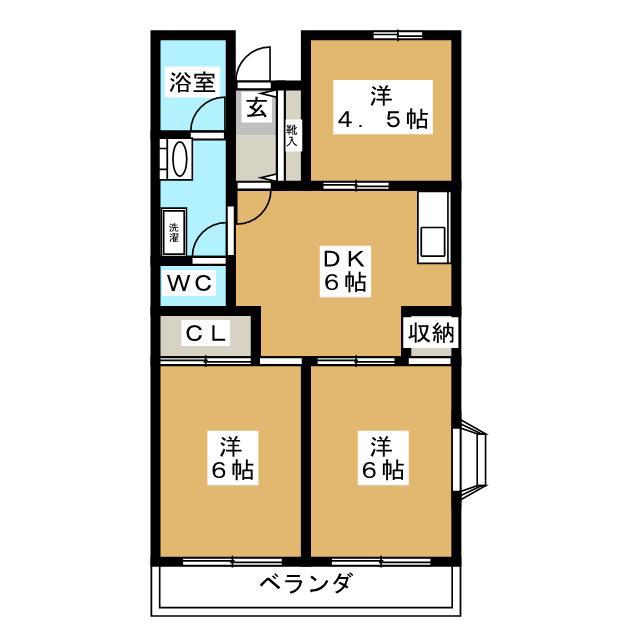 市川クローバーハイツ行徳(3DK/2階)の間取り写真