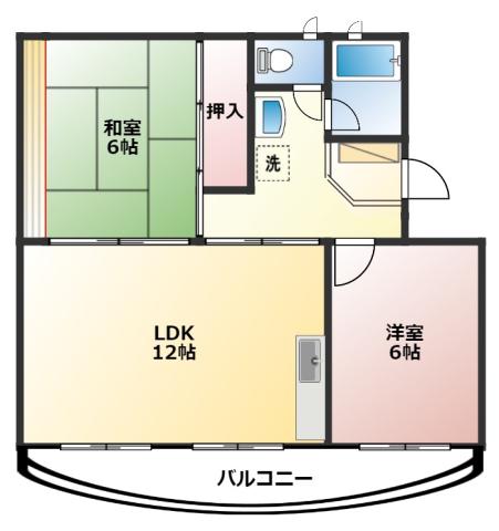 ウンノマンション(2LDK/1階)の間取り写真