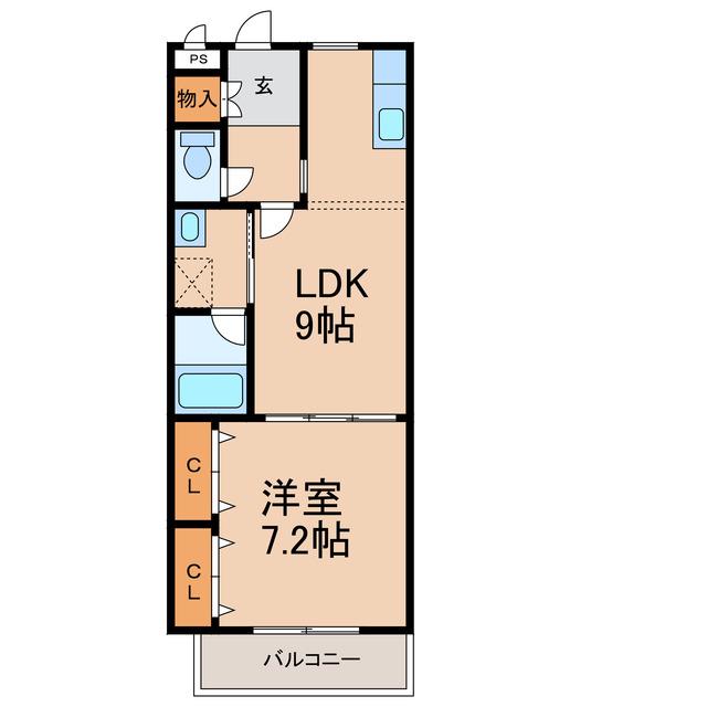 セピアコート(1LDK/2階)の間取り写真