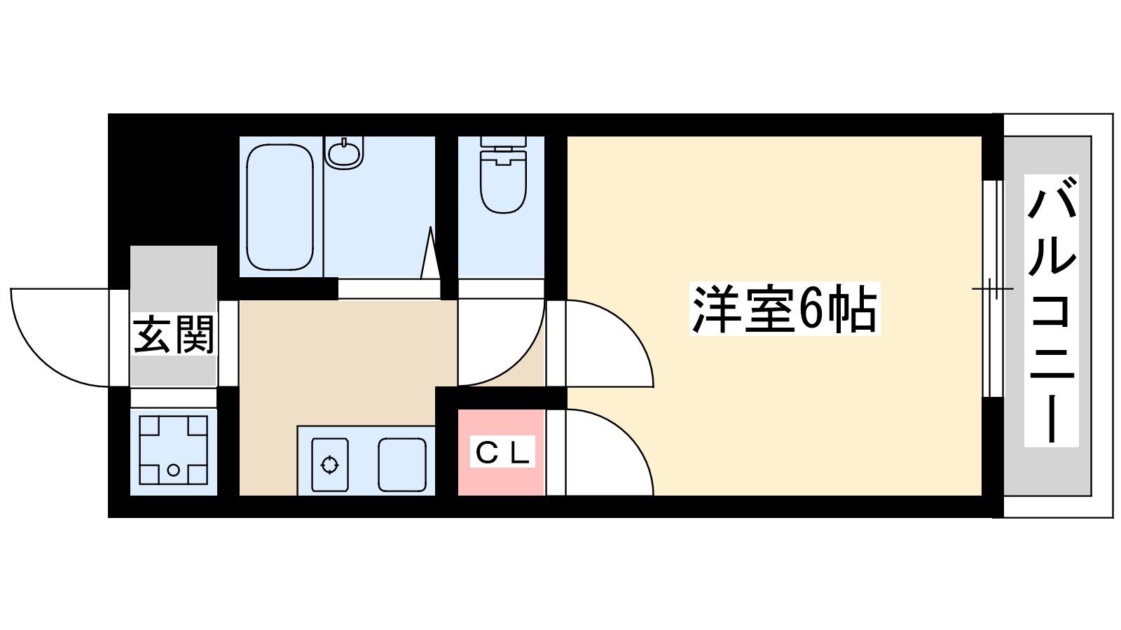 グランメール(1K/4階)の間取り写真