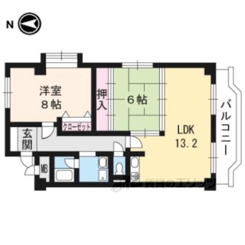 グランシエル桂PART2(2LDK/4階)の間取り写真