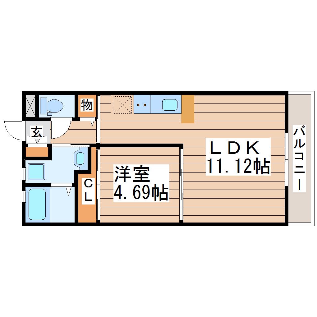 CIEL長町南(1LDK/2階)の間取り写真