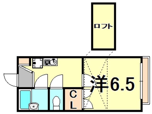 SOL北口(1K/2階)の間取り写真