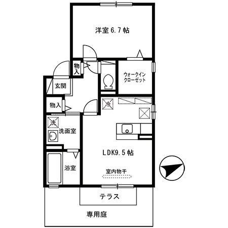 ラパン久宝寺A棟(1LDK/1階)の間取り写真