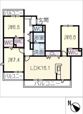 グランデュールメゾンARATA(3LDK/3階)の間取り写真
