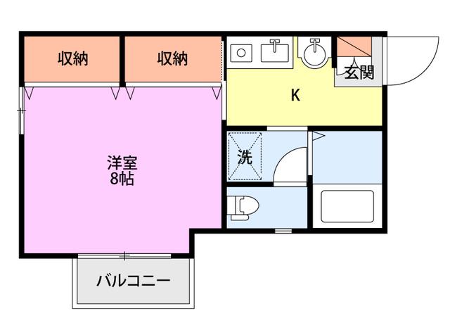 ジョイフル南台(1K/2階)の間取り写真