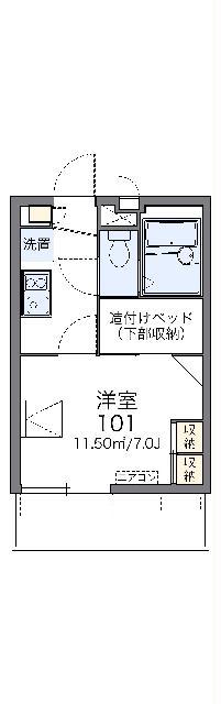 レオパレス玉川ソレイユ(1K/2階)の間取り写真