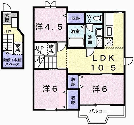 カルムリー東屋敷(3LDK/2階)の間取り写真