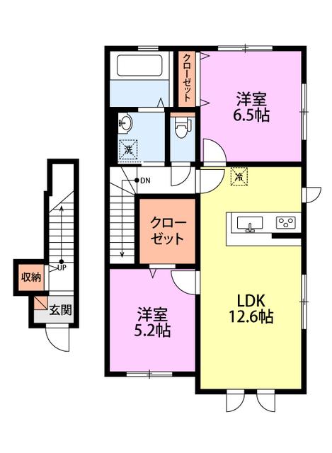 オークリー船戸山(2LDK/2階)の間取り写真