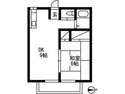 サカエコーポ(1LDK/2階)の間取り写真