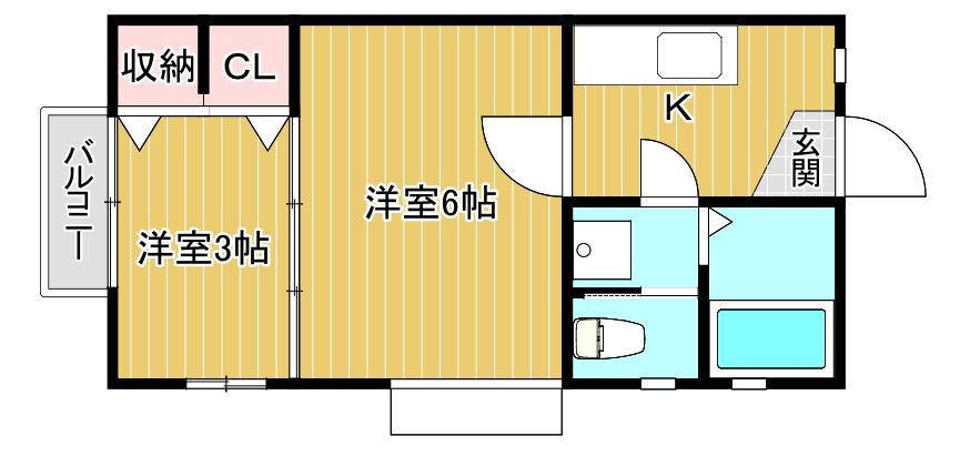 クレセントKENTII(2K/2階)の間取り写真