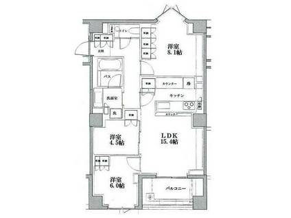 グランスイート広尾(3LDK/2階)の間取り写真
