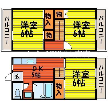 サンハイツカタヤマ(3DK/2階)の間取り写真