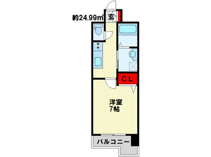 BERGAMOTTO片野駅前(1K/9階)の間取り写真