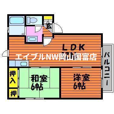 マルシンアパート B(2LDK/1階)の間取り写真