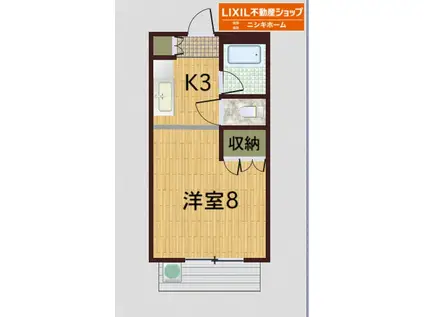 パールメゾン・宮川(1K/2階)の間取り写真