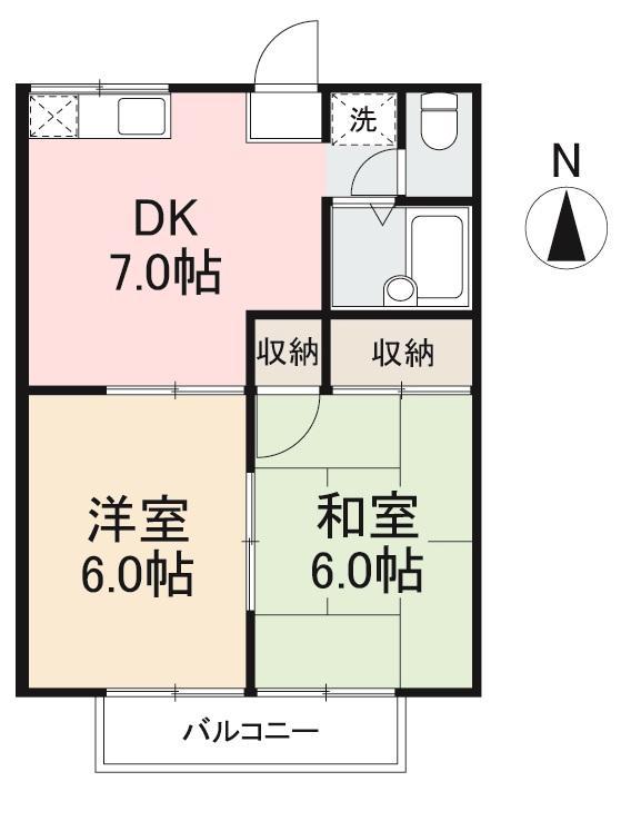 タウンハウスN(2DK/1階)の間取り写真