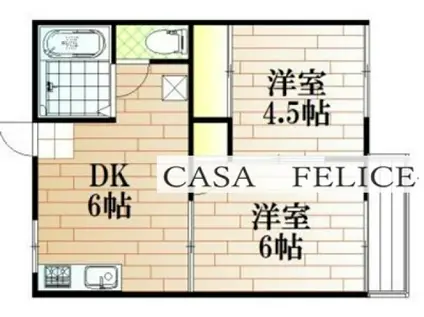 コーポ新保(2DK/2階)の間取り写真