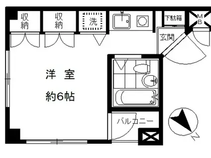 ウエストスカイ(ワンルーム/2階)の間取り写真