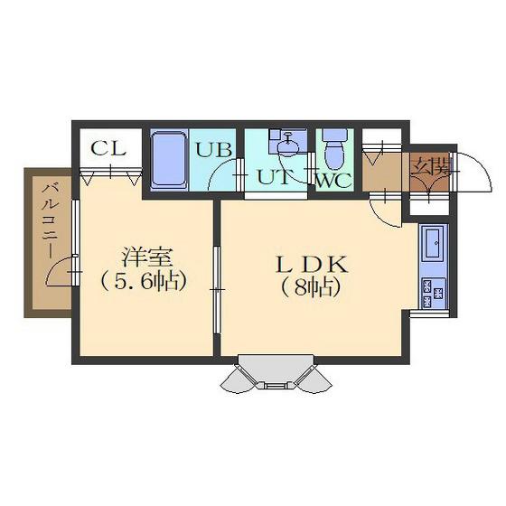 アルム桔梗(1DK/1階)の間取り写真