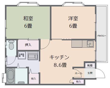 ガーデンハウス山勝(2DK/1階)の間取り写真