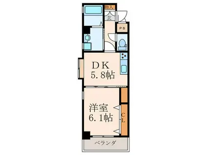 サンシャイン・プリンセス黒崎(1DK/9階)の間取り写真