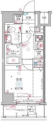 クレヴィスタ大井町(1K/1階)の間取り写真