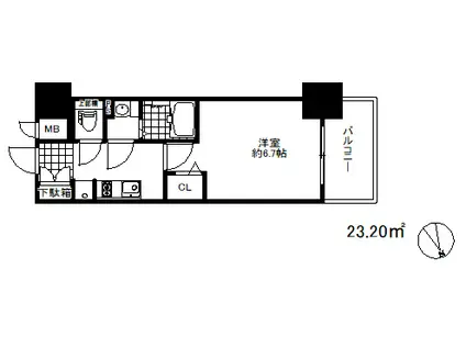 プレサンスザ神戸(1K/3階)の間取り写真