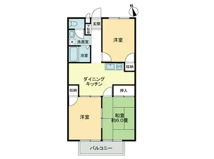 フォブールDMC・C(3DK/2階)の間取り写真