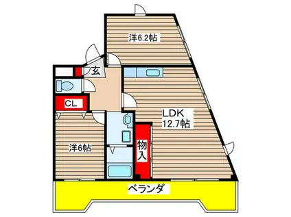 パークス浅井(2LDK/2階)の間取り写真