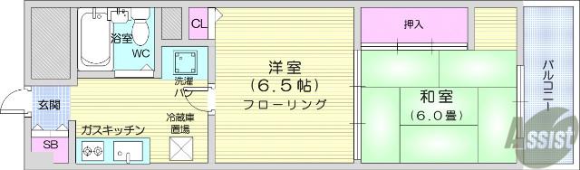 コープ野村花壇B棟(2K/4階)の間取り写真