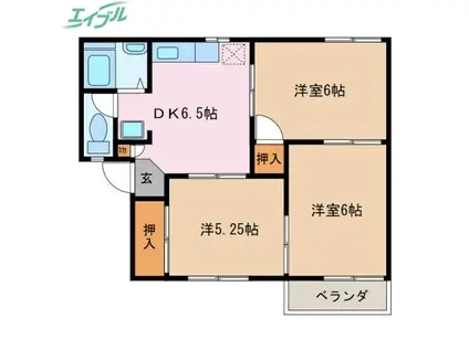 フォーブル川端 A(3DK/2階)の間取り写真