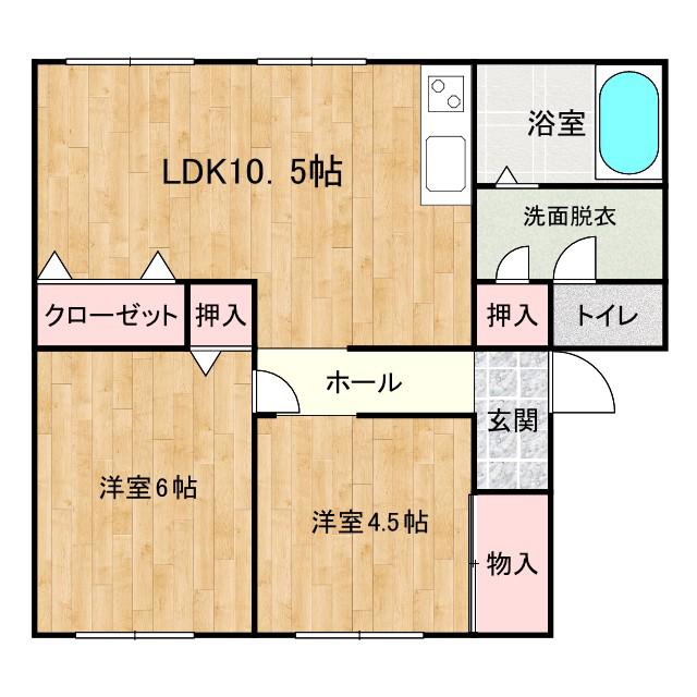 グランマップス春日(2LDK/4階)の間取り写真