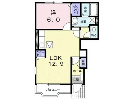 カーサ・ピアヌーラ(1LDK/1階)の間取り写真