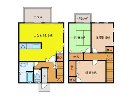 ガーデンハウス(3LDK/1階)の間取り写真