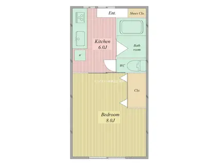 ブランシェ高丘(1DK/1階)の間取り写真