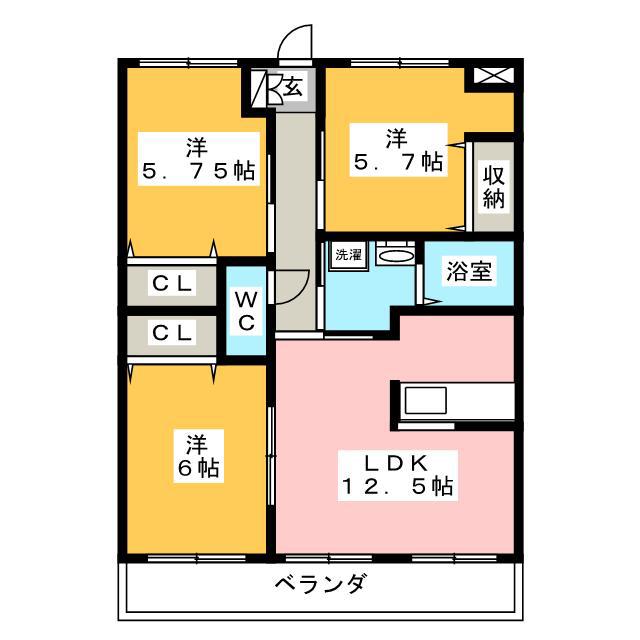 ヴィラ フローレンス(3LDK/1階)の間取り写真